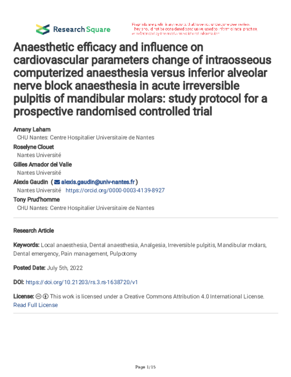 (PDF) Anaesthetic efficacy and influence on cardiovascular parameters ...