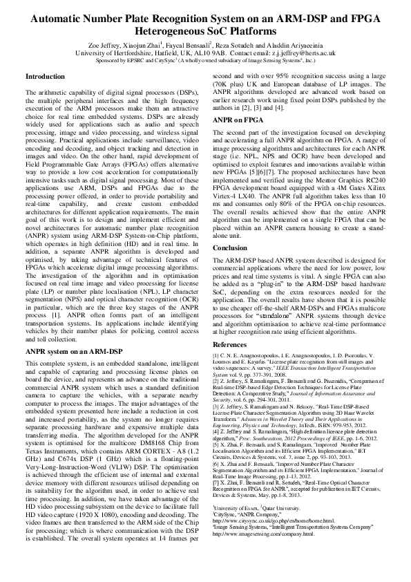 (PDF) Automatic number plate recognition system on an ARM-DSP and FPGA ...