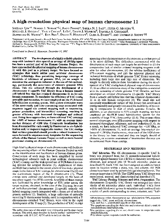(PDF) A high-resolution physical map of human chromosome 11