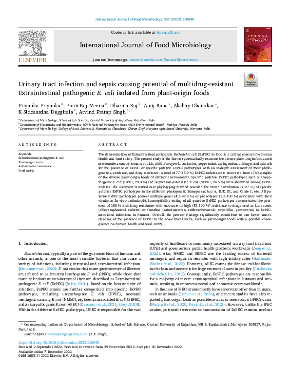 (PDF) Urinary tract infection and sepsis causing potential of multidrug ...