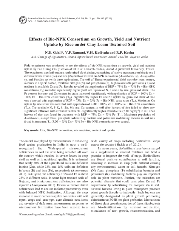 (PDF) Effects of Bio-NPK Consortium on Growth, Yield and Nutrient ...