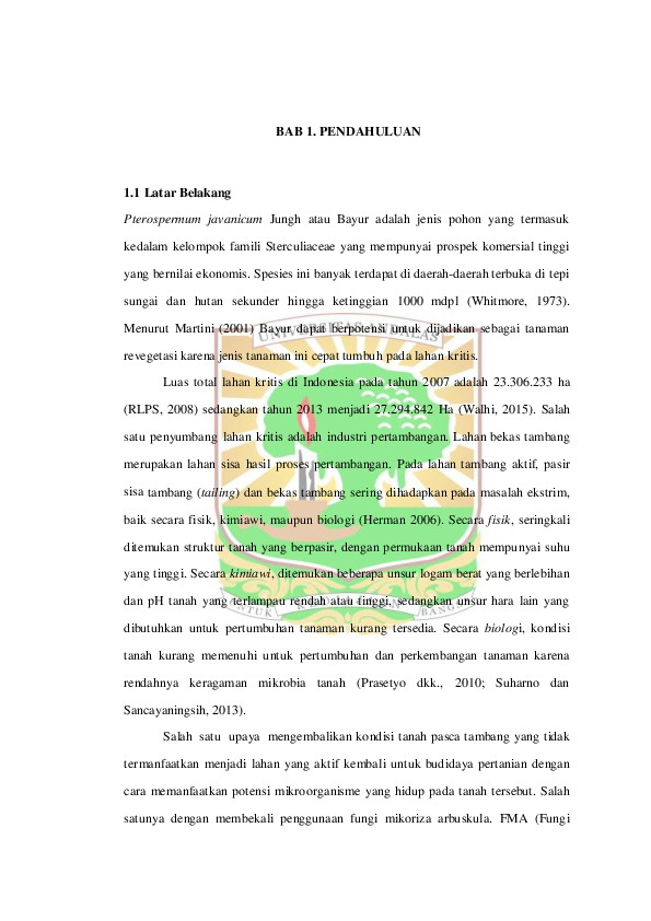 (PDF) Pertumbuhan Bibit Bayur (Pterospermum javanicum Jungh.) Yang ...