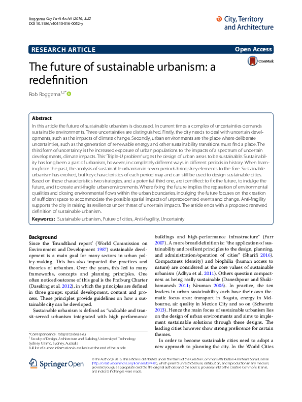 (PDF) The future of sustainable urbanism: a redefinition