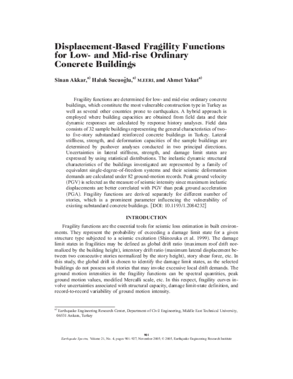 (PDF) Displacement-Based Fragility Functions for Low- and Mid-rise ...