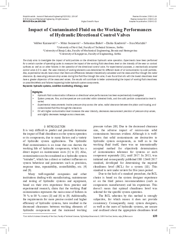 (PDF) Impact of Contaminated Fluid on the Working Performances of ...