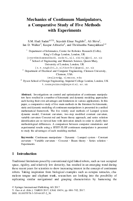(PDF) Mechanics of Continuum Manipulators, a Comparative Study of Five ...