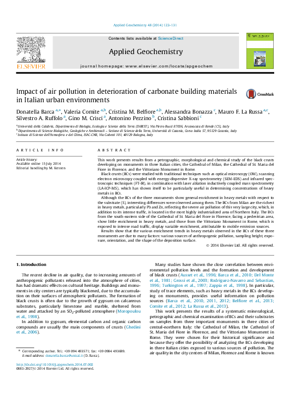 (PDF) Impact of air pollution in deterioration of carbonate building ...
