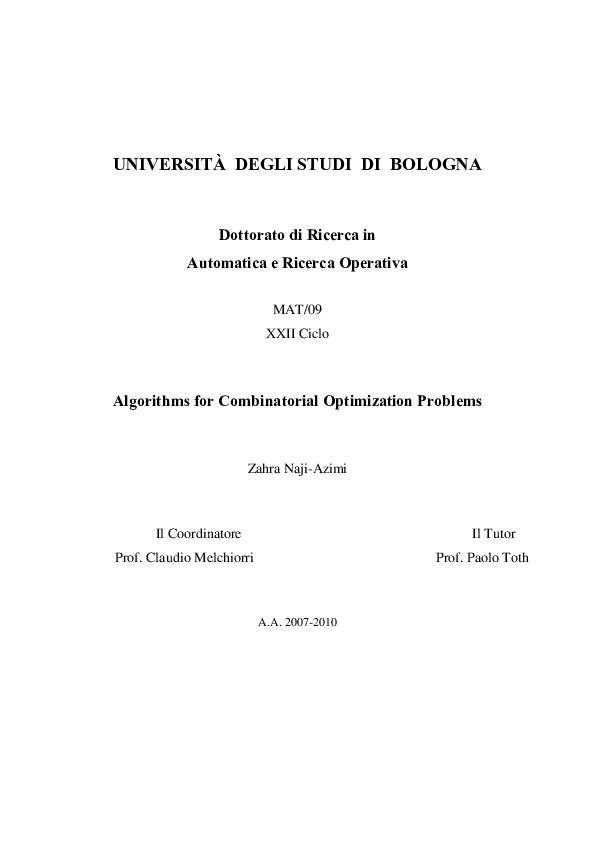 (PDF) Algorithms for Combinatorial Optimization Problems