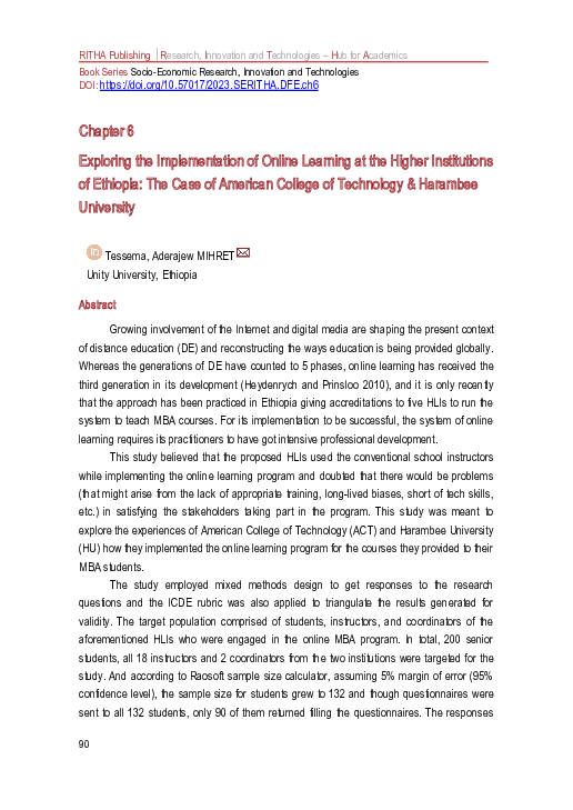 (DOC) Exploring the Implementation of Online Learning at the Higher ...