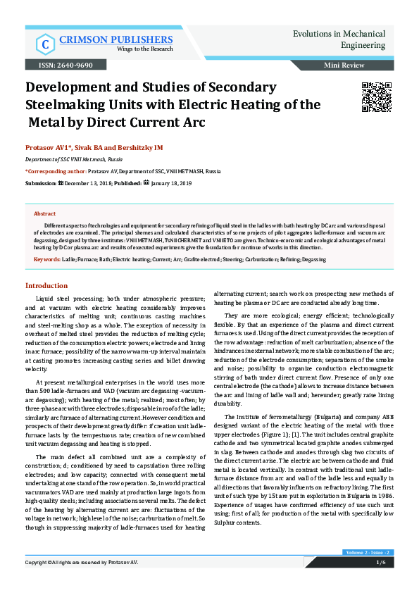 (PDF) Development and Studies of Secondary Steelmaking Units with ...