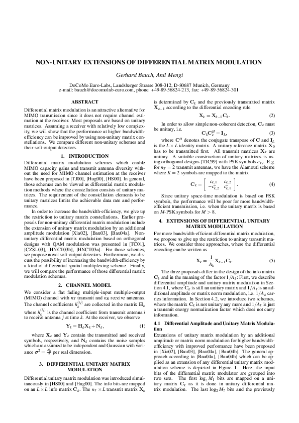 (PDF) Non-Unique Differential Turbo Matrix Modulation
