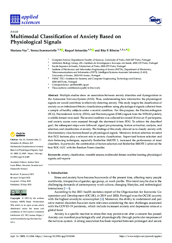 (PDF) Multimodal Classification of Anxiety Based on Physiological Signals