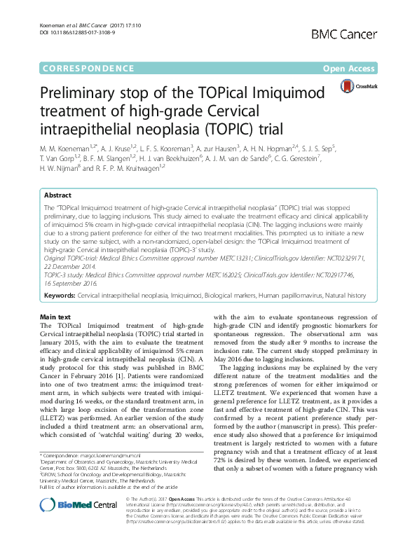 (PDF) Preliminary stop of the TOPical Imiquimod treatment of high-grade ...