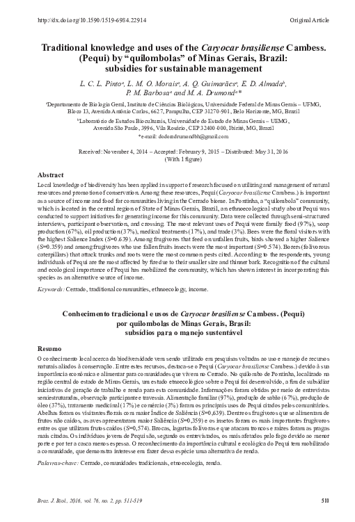 (PDF) Traditional knowledge and uses of the Caryocar brasiliense ...