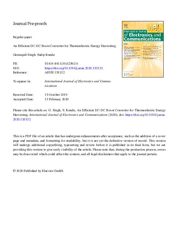 (PDF) An efficient DC-DC boost converter for thermoelectric energy ...