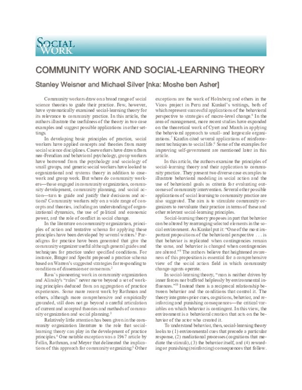 (PDF) Community Work and Social-Learning Theory