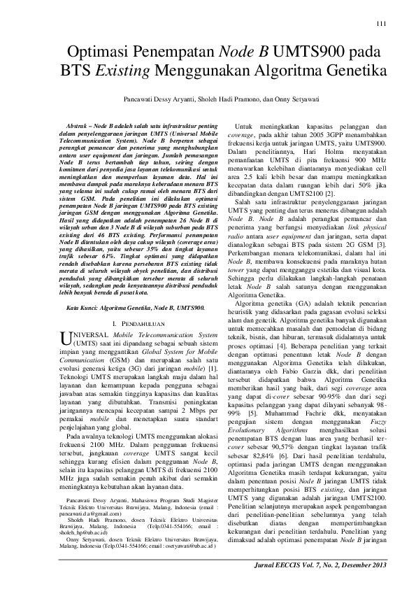(PDF) Optimasi Penempatan Node B UMTS900 pada BTS Existing Menggunakan ...