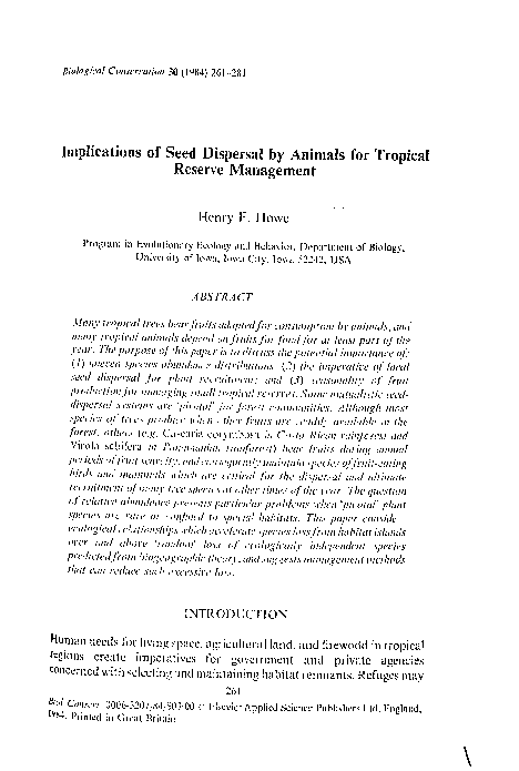 (PDF) Implications of seed dispersal by animals for tropical reserve ...