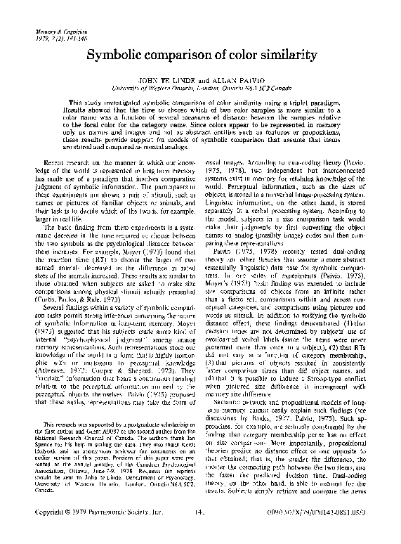(PDF) Symbolic comparison of color similarity