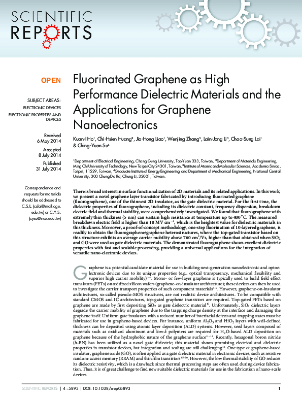 (PDF) Fluorinated graphene as high performance dielectric materials and ...