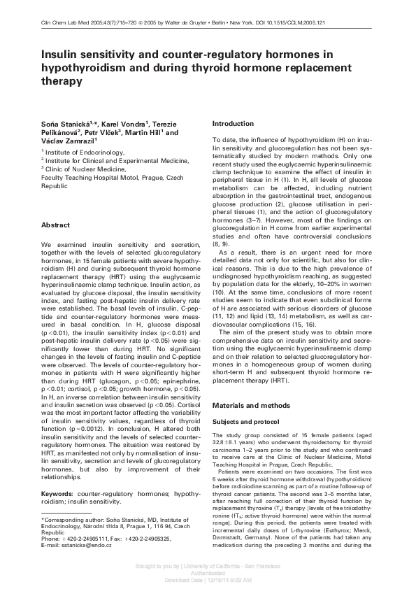 View of (PDF) Insulin sensitivity and counter-regulatory hormones in ...