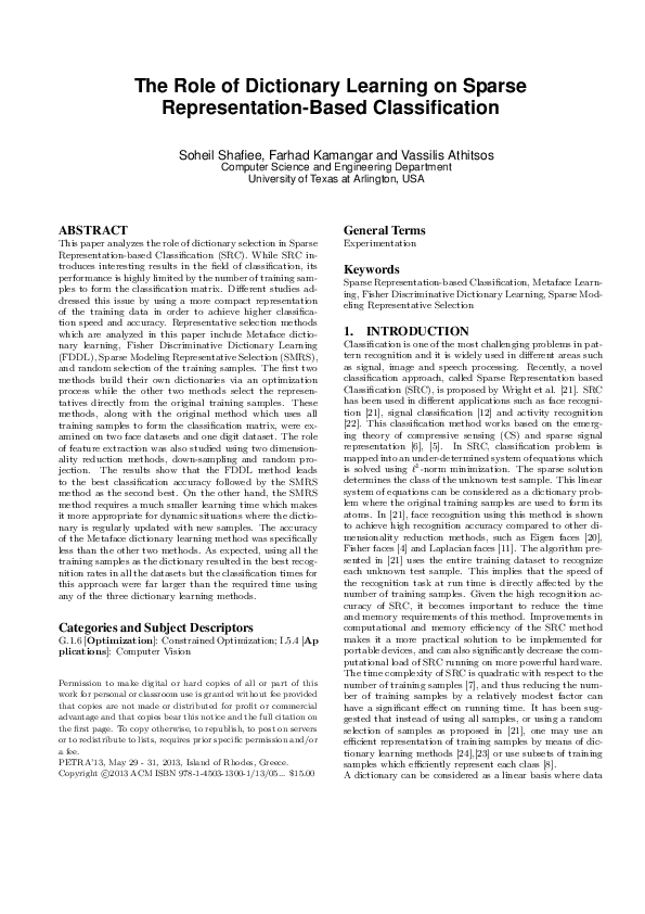 (PDF) The role of dictionary learning on sparse representation-based ...