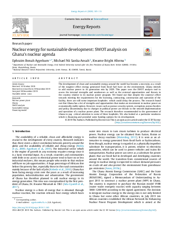 (PDF) Nuclear energy for sustainable development: SWOT analysis on ...