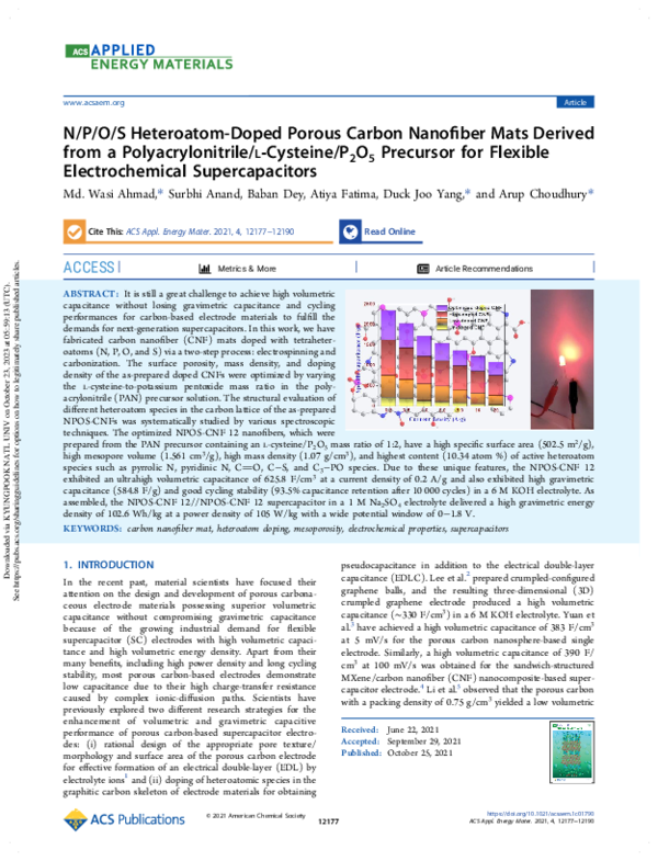 (PDF) N/P/O/S Heteroatom-Doped Porous Carbon Nanofiber Mats Derived ...