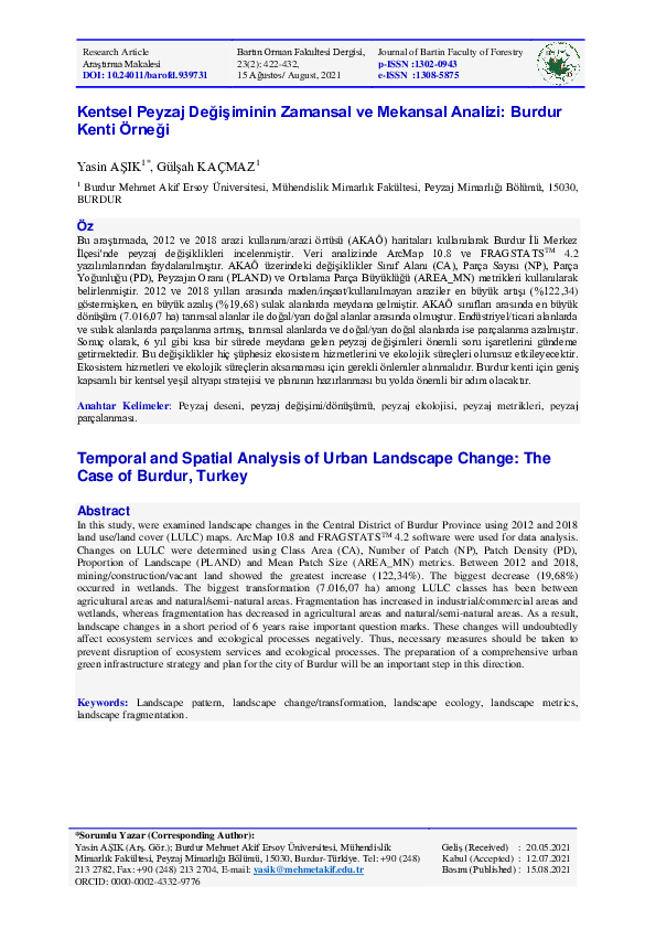 (PDF) Temporal and Spatial Analysis of Urban Landscape Change: The Case ...