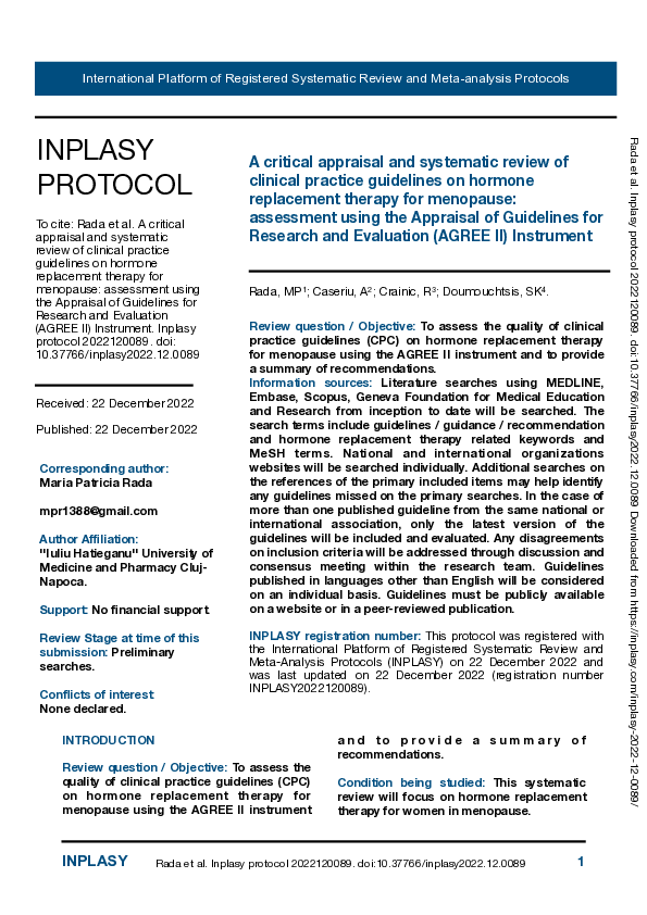 (PDF) A critical appraisal and systematic review of clinical practice