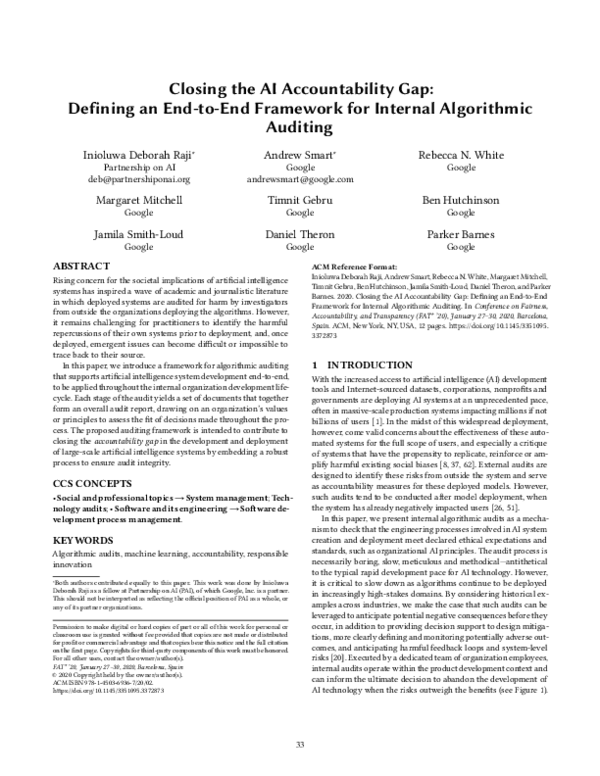 (PDF) Closing the AI accountability gap