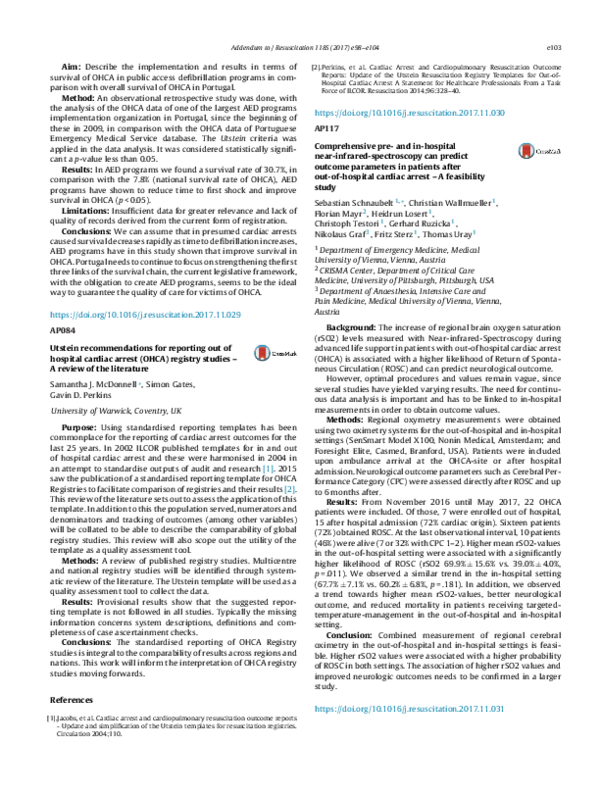 (PDF) Utstein recommendations for reporting out of hospital cardiac ...