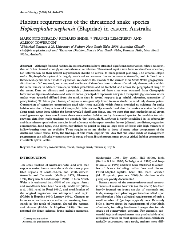 (PDF) Habitat requirements of the threatened snake species ...