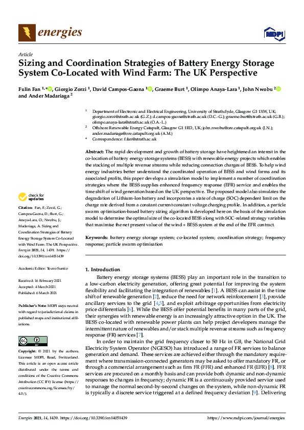 (PDF) Sizing and Coordination Strategies of Battery Energy Storage ...