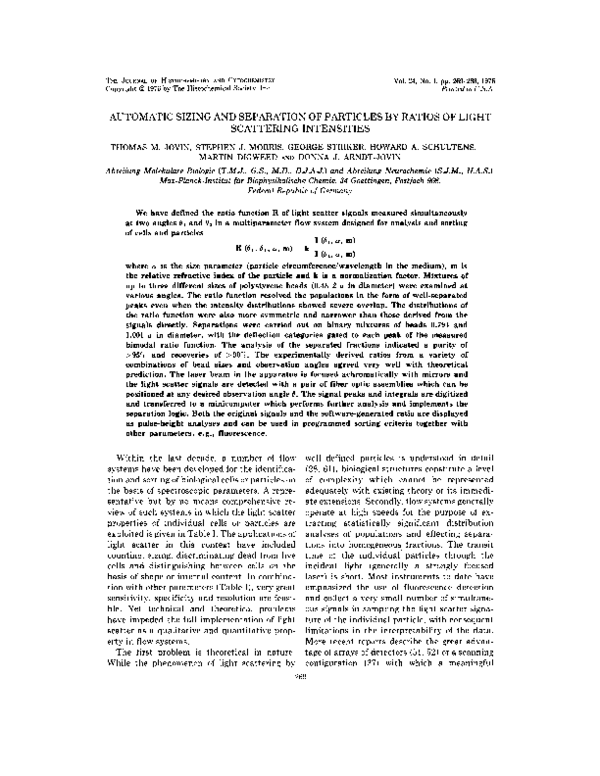 (PDF) Automatic sizing and separation of particles by ratios of light ...