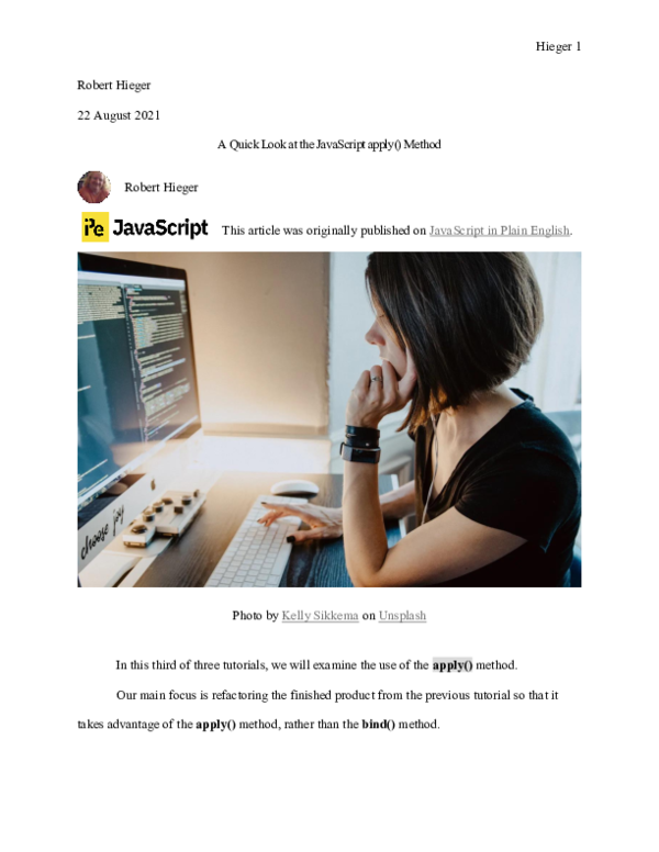 (PDF) A Quick Look at the JavaScript apply() Method