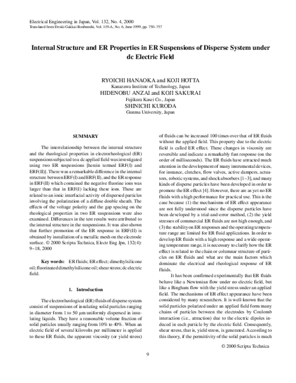 (PDF) Internal structure and ER properties in ER suspensions of ...