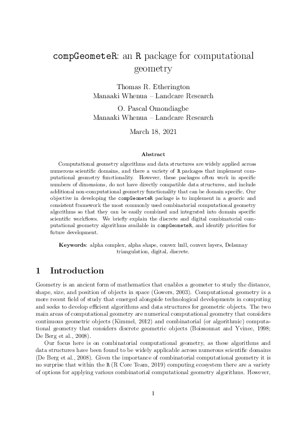 (PDF) compGeometeR: an R package for computational geometry