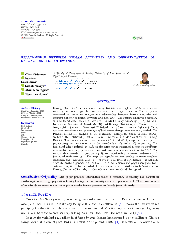 (PDF) Relationship between Human Activities and Deforestation in ...