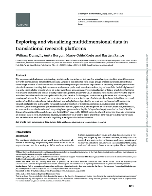 (PDF) Exploring and visualizing multidimensional data in translational ...