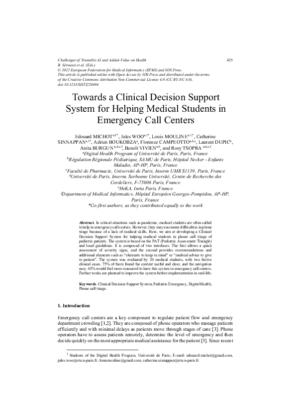 (PDF) Towards a Clinical Decision Support System for Helping Medical ...