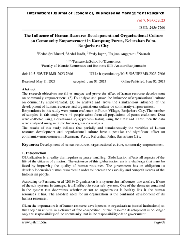 (PDF) The Influence of Human Resource Development and Organizational ...
