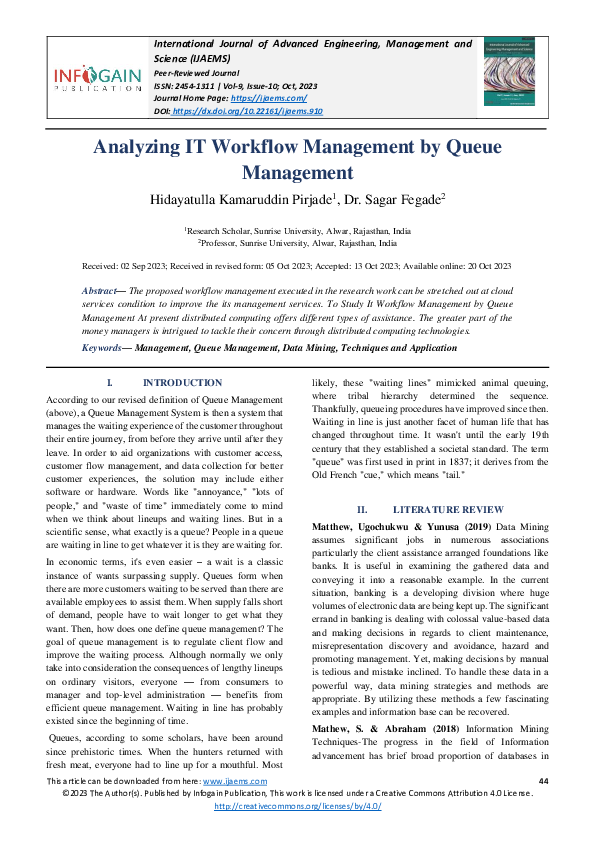 (PDF) Analyzing IT Workflow Management by Queue Management