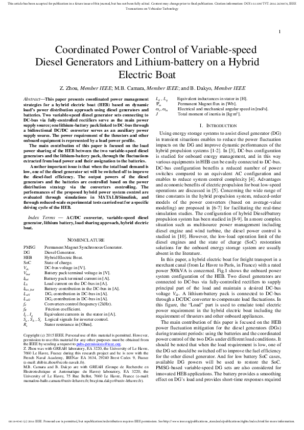 (PDF) Coordinated Power Control of Variable-Speed Diesel Generators and ...