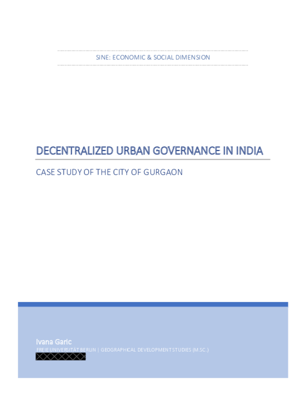 (PDF) Decentralised Urban Governance in India: Case study of the city ...