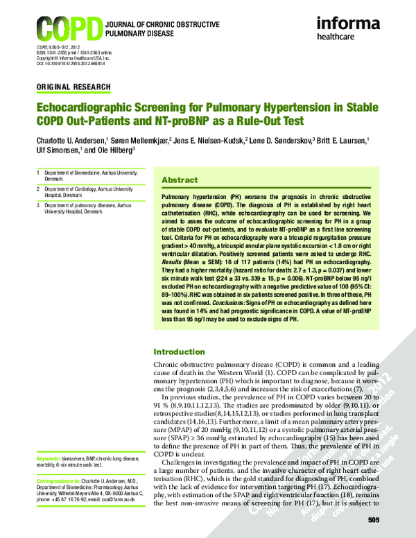 (PDF) Echocardiographic Screening for Pulmonary Hypertension in Stable ...