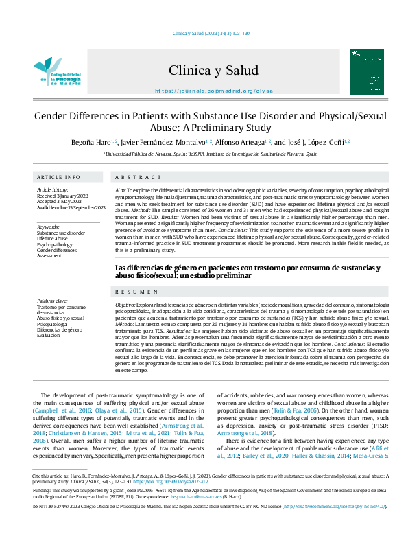 (PDF) Gender Differences in Patients with Substance Use Disorder and ...
