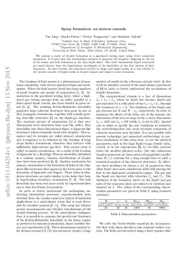 (PDF) Spray formation: an inverse cascade