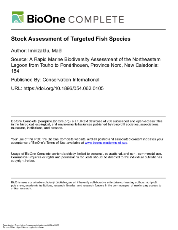 (PDF) Stock Assessment of Targeted Fish Species