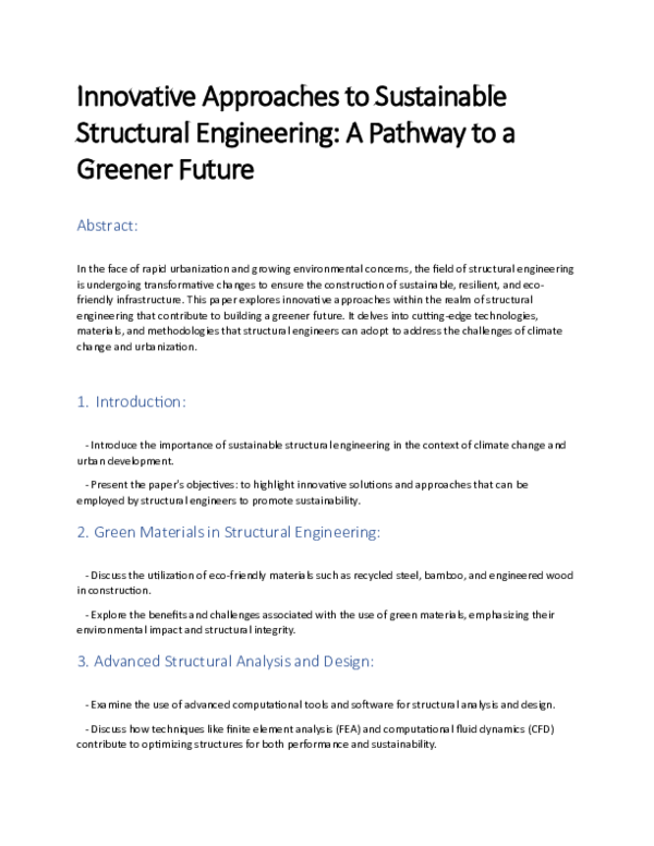 (PDF) Innovative Approaches to Sustainable Structural Engineering: A ...
